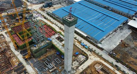 80米高煙囪、提前14天封頂！